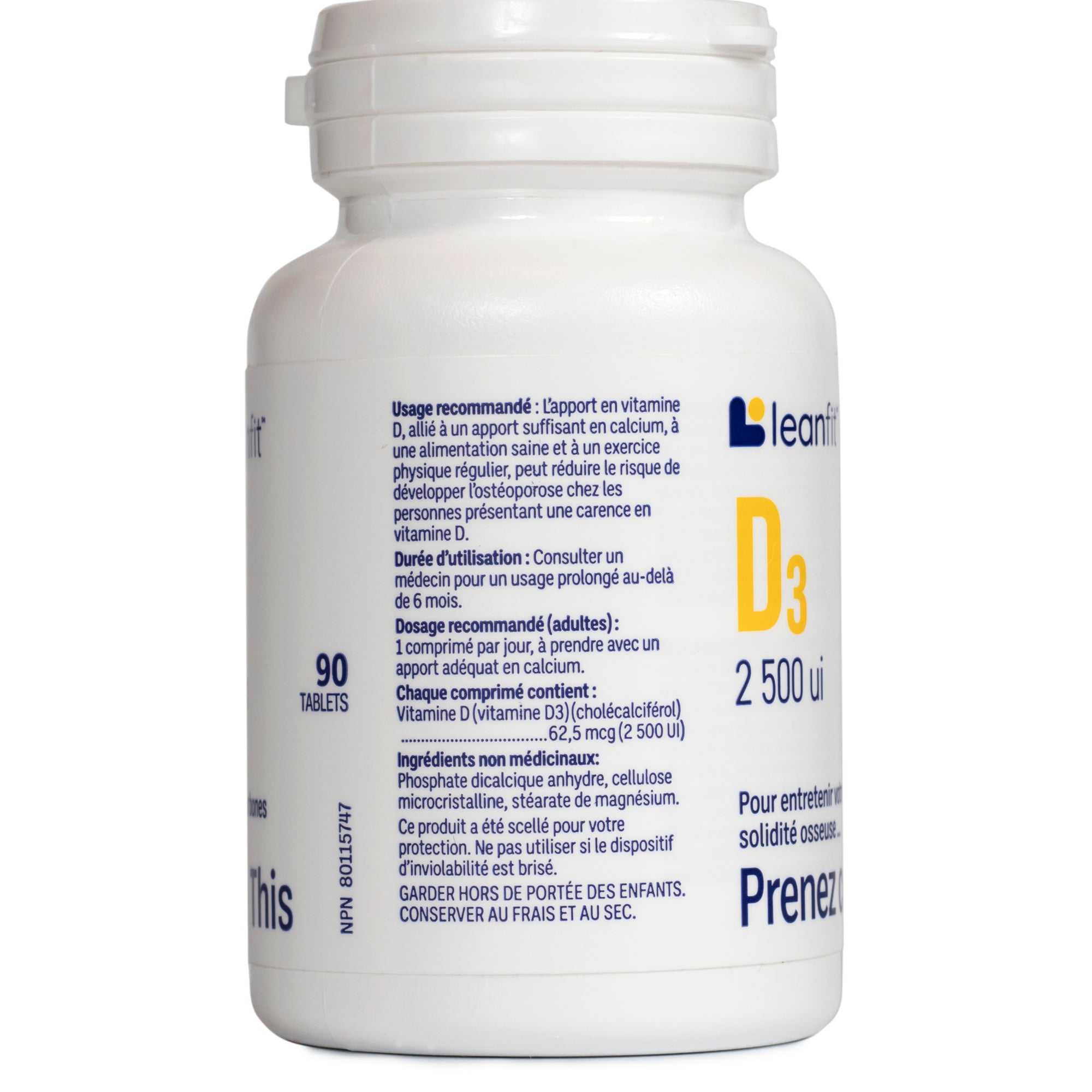 Side panel and warnings — LEANFIT Vitamin D3 tablets
