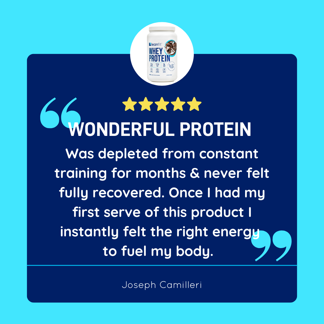 Customer review: “Wonderful protein—after my first serve I finally had the right energy to fuel my body.”
