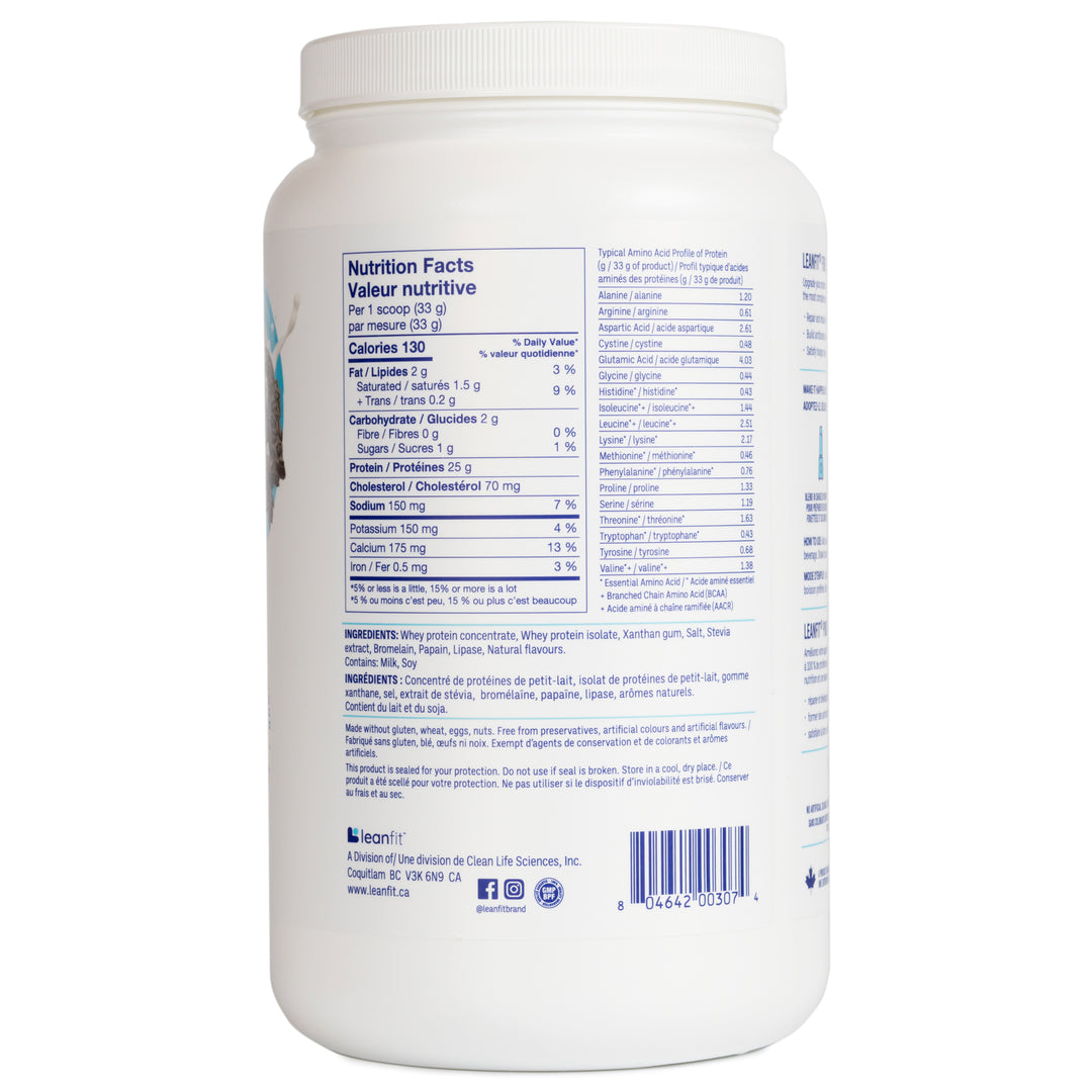 Side panel and barcode — LEANFIT Whey Protein Cookies & Cream
