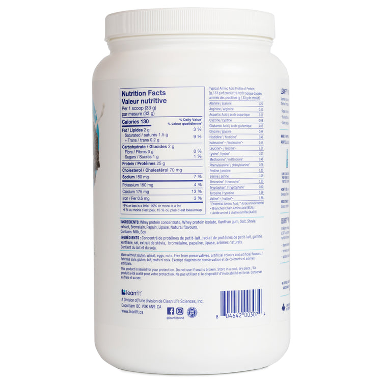 Side panel and barcode — LEANFIT Whey Protein Cookies & Cream
