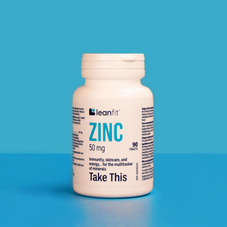 LEANFIT Zinc bottle on blue background
