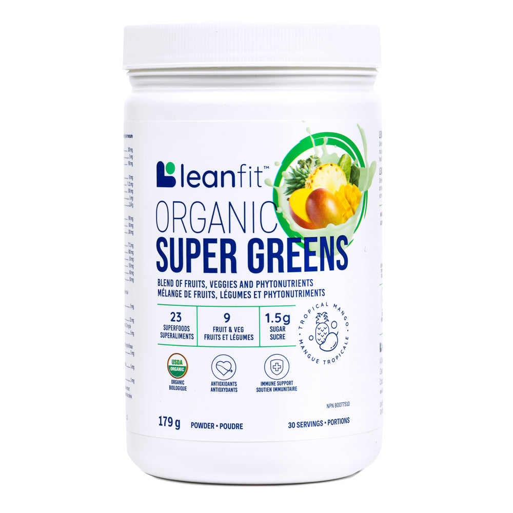 LEANFIT Organic Super Greens Tropical Mango Front