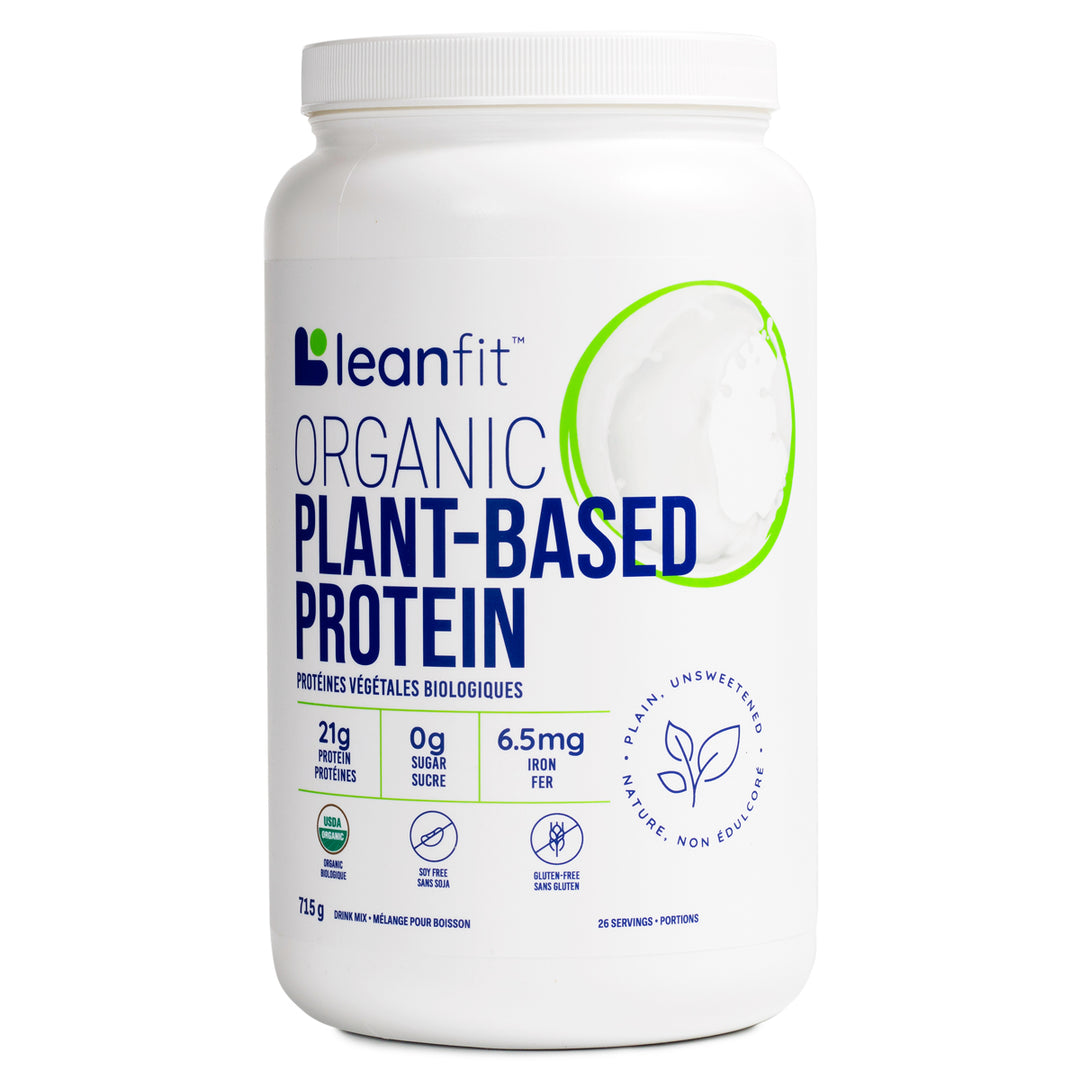 LEANFIT Organic Plant-Based Protein Powder — Plain Unsweetened — Front Label
