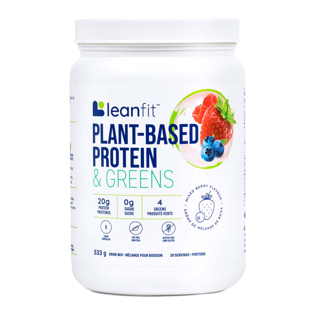 LEANFIT Plant-Based Protein & Greens — Berry — Front Label
