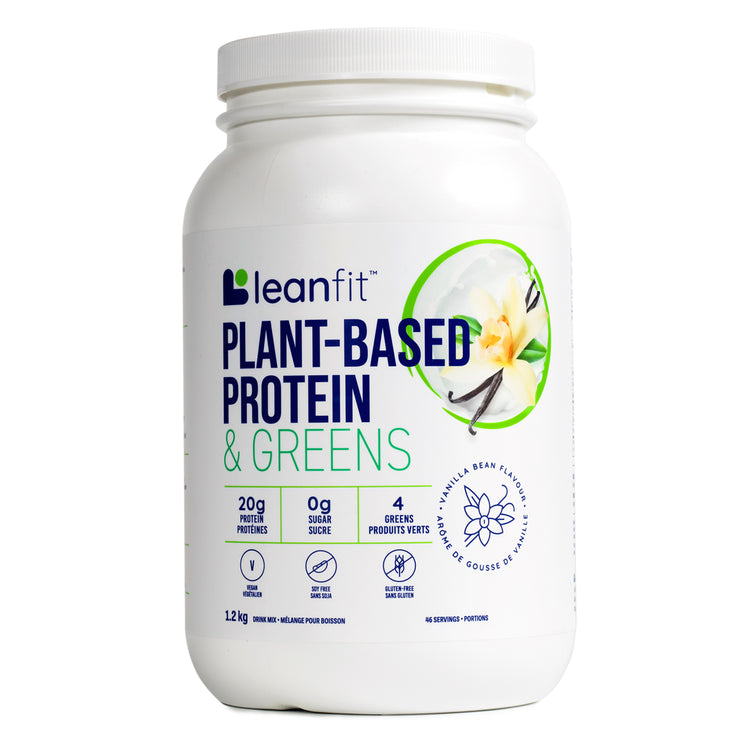 LEANFIT Plant-Based Protein & Greens — Vanilla — 1.02 kg jar, front label
